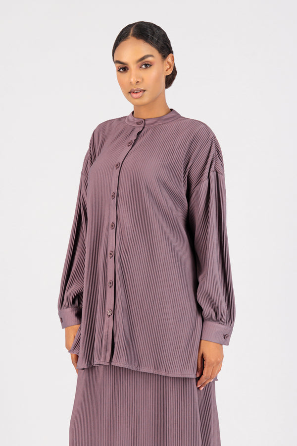 Pleated Button Up - Fig