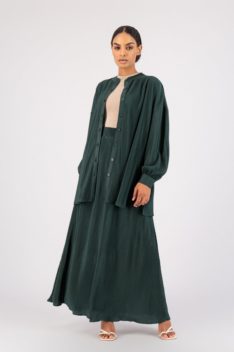 Pleated Flowy Skirt - Emerald