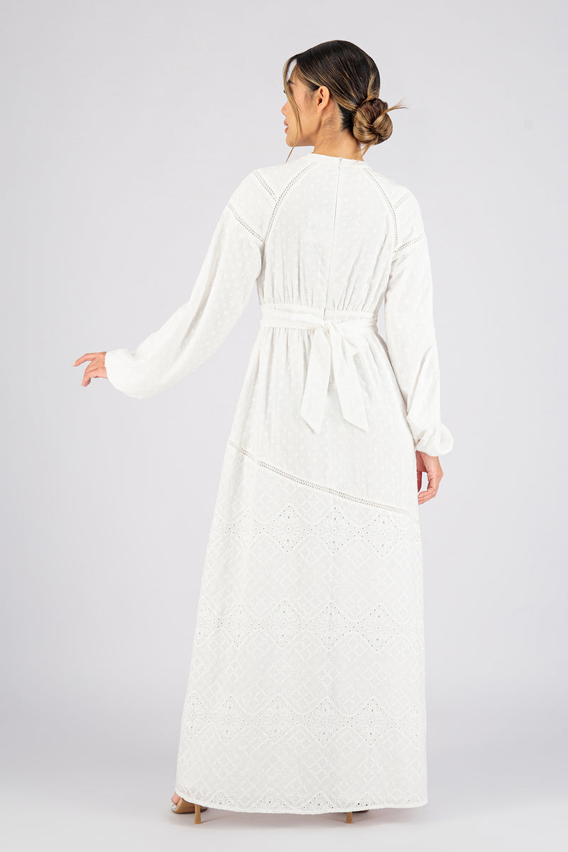 Embroidered Maxi Dress - White